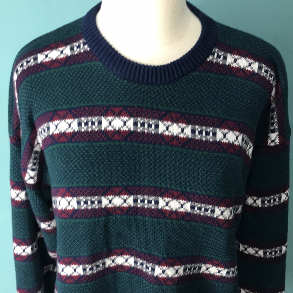 VTG Claiborne Striped Sweater Medium 100% Cotton
